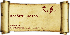 Körözsi Jolán névjegykártya