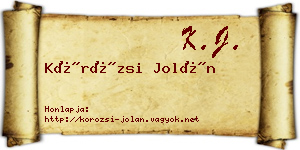 Körözsi Jolán névjegykártya